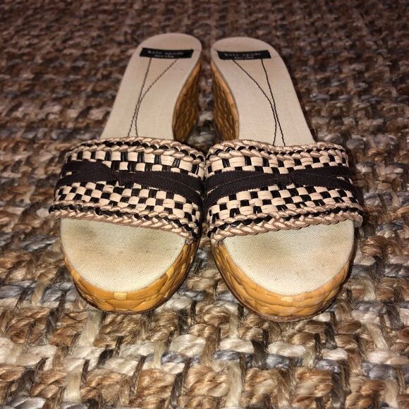 Kate Spade Brown Checkered Sandal - Sz 9 - Picture 6 of 14